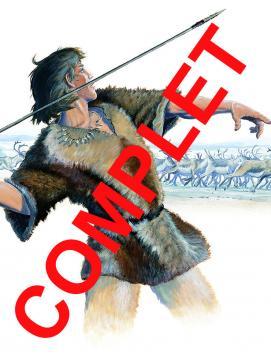 illustration d'un chasseur préhistorique armé d'un propulseur