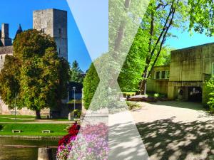 vues juxtaposées du château musée de Nemours et du musée de Préhistoire