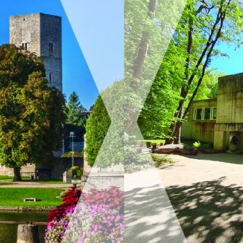 vues juxtaposées du château musée de Nemours et du musée de Préhistoire
